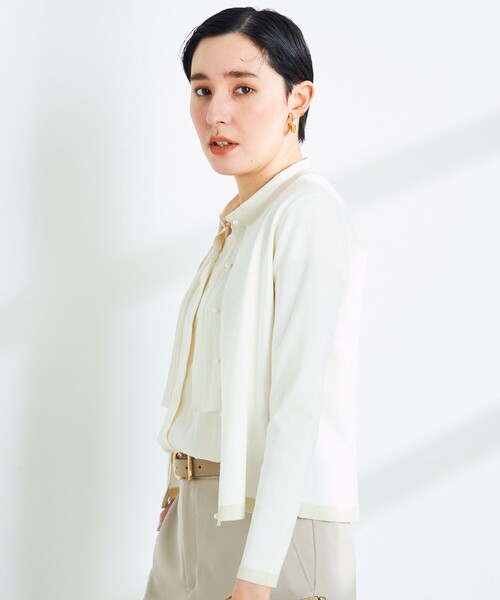 NOLLEY’S Sophi(ノーリーズソフィ)の「《手洗い可能》ラメ配色クルーネックカーディガン(カーディガン/ボレロ・レディース・シルバー/ブラック/ゴールド/サーモンピンク・38/36)」の15枚目の写真