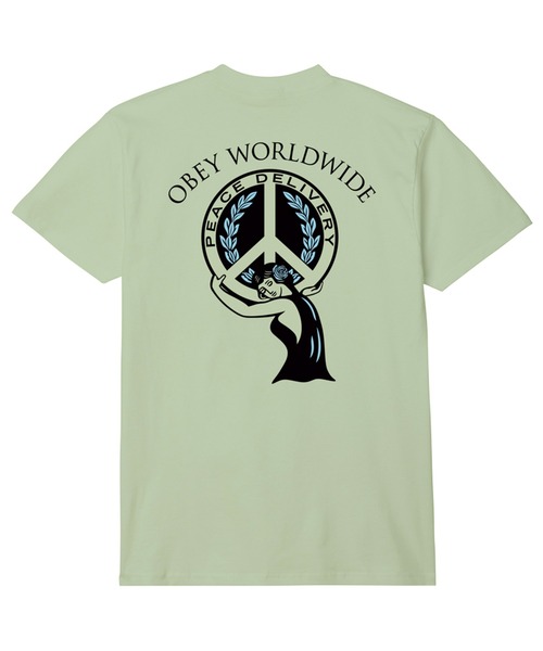 OBEY（オベイ）の「OBEY/オベイ 半袖Tシャツ リラックスシルエット アースカラー 165263794（Tシャツ/カットソー・メンズ・ホワイト/セージグリーン・M/L/XL）」の7枚目の写真
