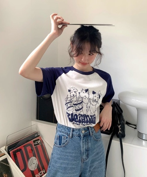 GEMEDA（ジェメダ）の「新色追加/猫 プリント半袖Tシャツ（Tシャツ/カットソー・レディース・ライトグレー/ホワイト・M）」の9枚目の写真