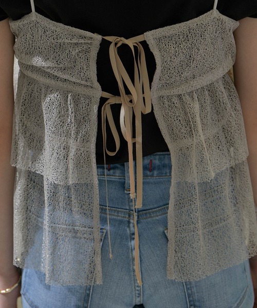 SALON adam et rope'（サロン アダム エ ロペ）の「【WEB限定】2WAYメロンチュールキャミソール/ビスチェ（キャミソール・レディース・ブラック/ブラウン・FREE）」の18枚目の写真