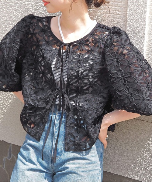 tiptop(ティップトップ)の「アソートシアーレース前後2wayブラウス(シャツ/ブラウス・レディース・ホワイト系その他/ブラック/オフホワイト/ブラック系その他・FREE)」の3枚目の写真