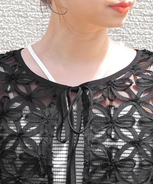 tiptop(ティップトップ)の「アソートシアーレース前後2wayブラウス(シャツ/ブラウス・レディース・ホワイト系その他/ブラック/オフホワイト/ブラック系その他・FREE)」の12枚目の写真