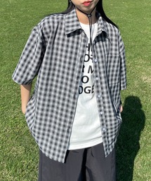 チェック柄半袖シャツ