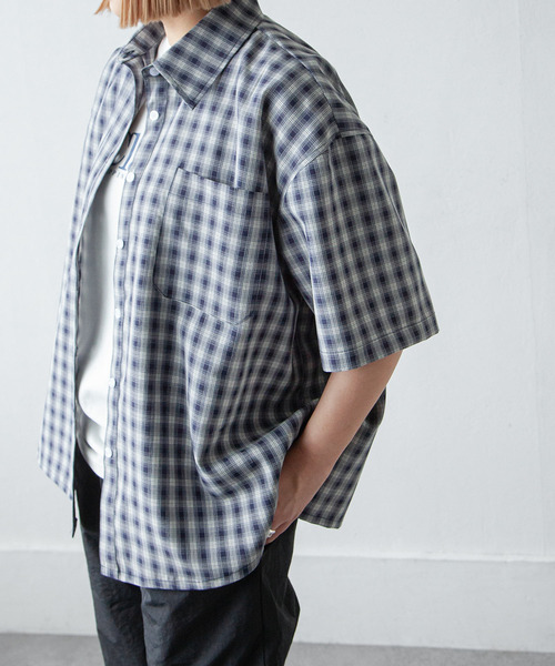 3302　バーバリーブリット　半袖　シャツ　チェック　水色　黒 3302 バーバリーブリット 半袖 シャツ チェック 水色 黒