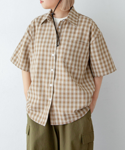 ネイビー チェック柄 半袖シャツ UNIQLO ネイビー チェック柄 半袖シャツ S - メルカリ