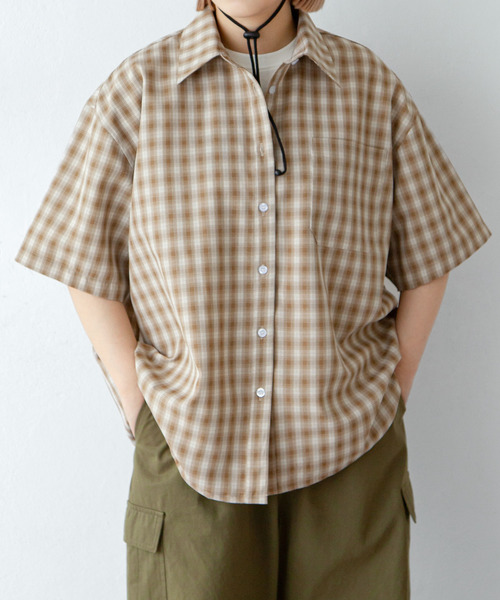 Chillfar（チルファー）の「チェック柄半袖シャツ（シャツ/ブラウス