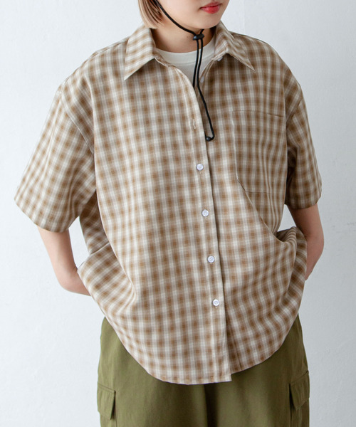 Chillfar（チルファー）の「チェック柄半袖シャツ（シャツ/ブラウス
