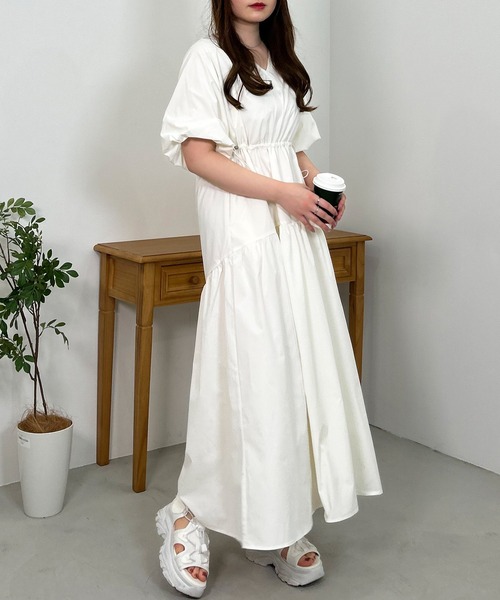 INGNI（イング）の「ドロストギャザーバルーンスリーブ／ワンピース（ワンピース・レディース・オフホワイト/ピンク/ブラック・M）」の9枚目の写真