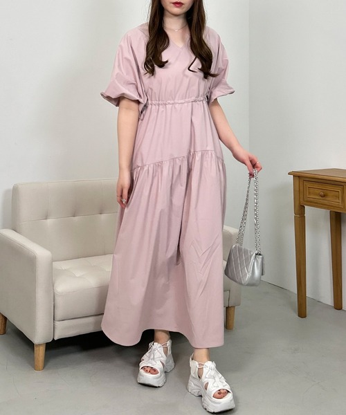 INGNI（イング）の「ドロストギャザーバルーンスリーブ／ワンピース（ワンピース・レディース・オフホワイト/ピンク/ブラック・M）」の19枚目の写真