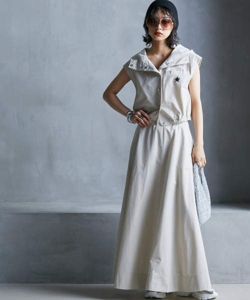 GEVS.(ジェイヴィス)の「 フレアマキシスカート <大きいサイズ有>GEVS.(スカート・レディース・ベージュ/オレンジ/ブラック・LL/L/M/5L/4L/3L)」の8枚目の写真