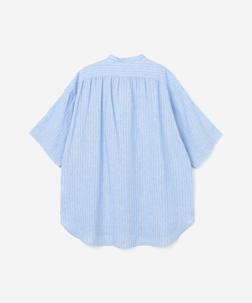 ORCIVAL / リネンバックギャザーシャツ/半袖シャツ/4/リネン/BLU/ストライプ/OR-B0269 ORCIVAL（オーシバル）の「ORCIVAL | リネン バックギャザーシャツ