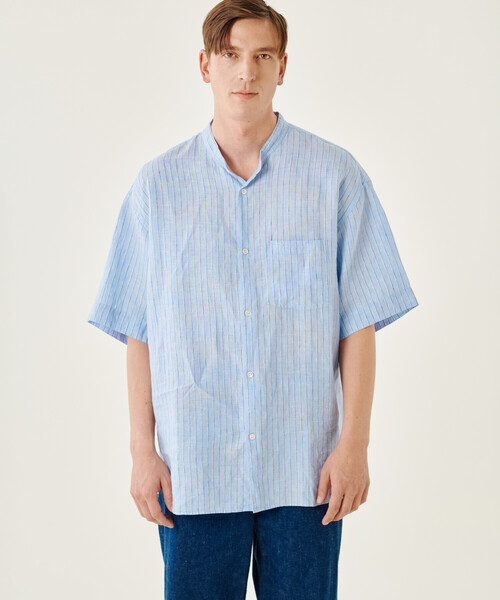 ORCIVAL（オーシバル）の「ORCIVAL | リネン バックギャザーシャツ STRIPE MEN（シャツ/ブラウス・メンズ・ブルー系その他/ベージュ系その他・4/5）」の3枚目の写真