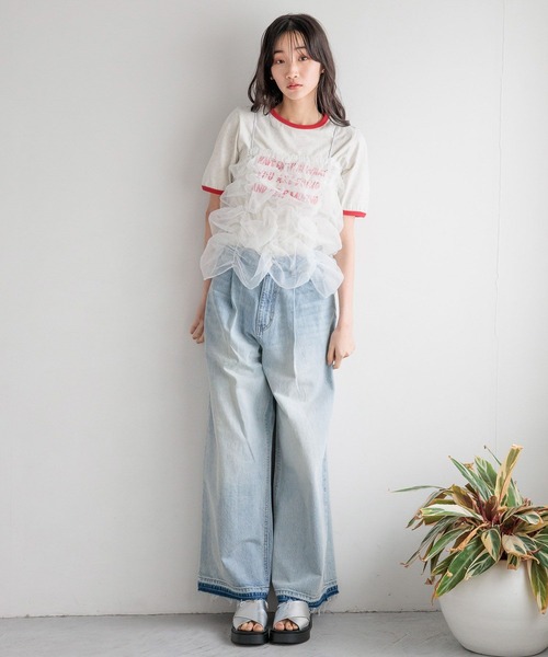 LOWRYS FARM(ローリーズファーム)の「ポコポコシャーリングキャミ 121160(Tシャツ/カットソー・レディース・オフホワイト/ブラック・FREE)」の14枚目の写真