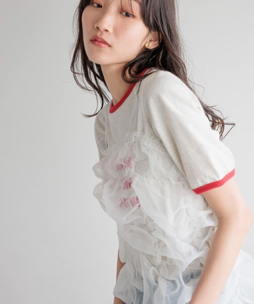 LOWRYS FARM(ローリーズファーム)の「ポコポコシャーリングキャミ 121160(Tシャツ/カットソー・レディース・オフホワイト/ブラック・FREE)」の15枚目の写真