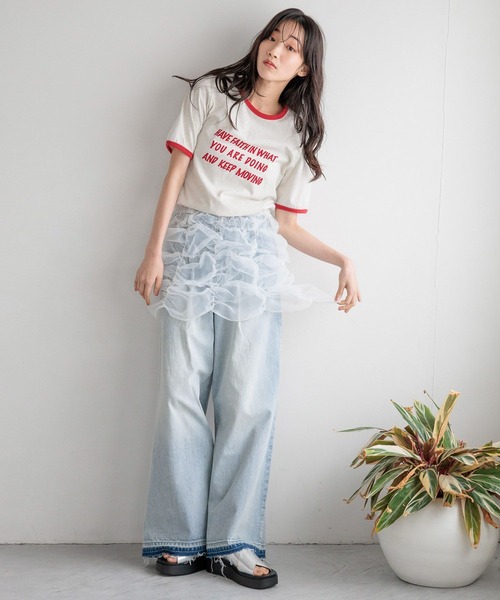 LOWRYS FARM(ローリーズファーム)の「ポコポコシャーリングキャミ 121160(Tシャツ/カットソー・レディース・オフホワイト/ブラック・FREE)」の16枚目の写真