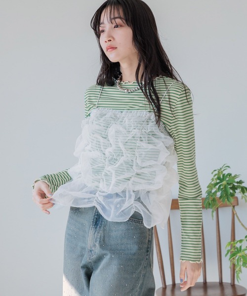 LOWRYS FARM(ローリーズファーム)の「ポコポコシャーリングキャミ 121160(Tシャツ/カットソー・レディース・オフホワイト/ブラック・FREE)」の20枚目の写真