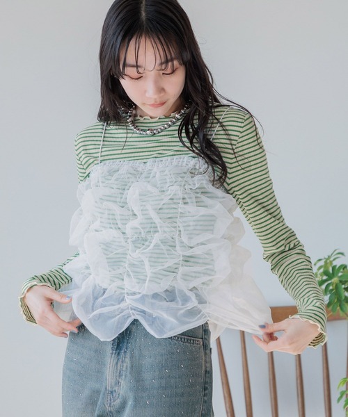 LOWRYS FARM(ローリーズファーム)の「ポコポコシャーリングキャミ 121160(Tシャツ/カットソー・レディース・オフホワイト/ブラック・FREE)」の22枚目の写真