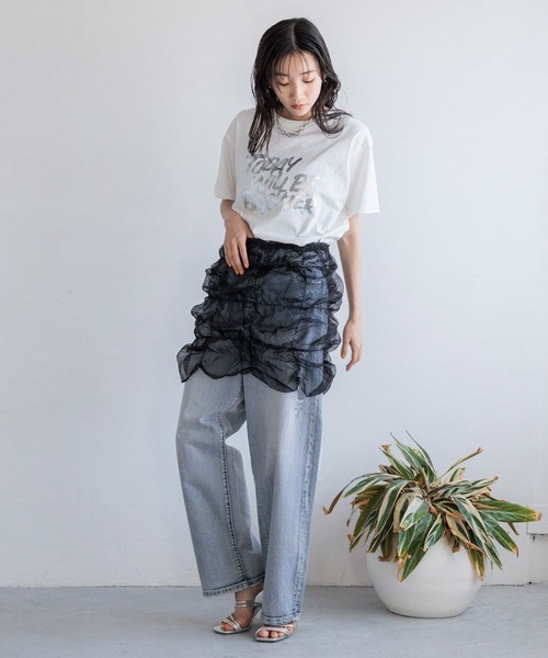 LOWRYS FARM(ローリーズファーム)の「ポコポコシャーリングキャミ 121160(Tシャツ/カットソー・レディース・オフホワイト/ブラック・FREE)」の5枚目の写真