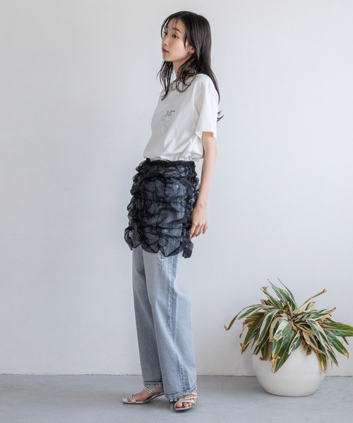 LOWRYS FARM(ローリーズファーム)の「ポコポコシャーリングキャミ 121160(Tシャツ/カットソー・レディース・オフホワイト/ブラック・FREE)」の6枚目の写真