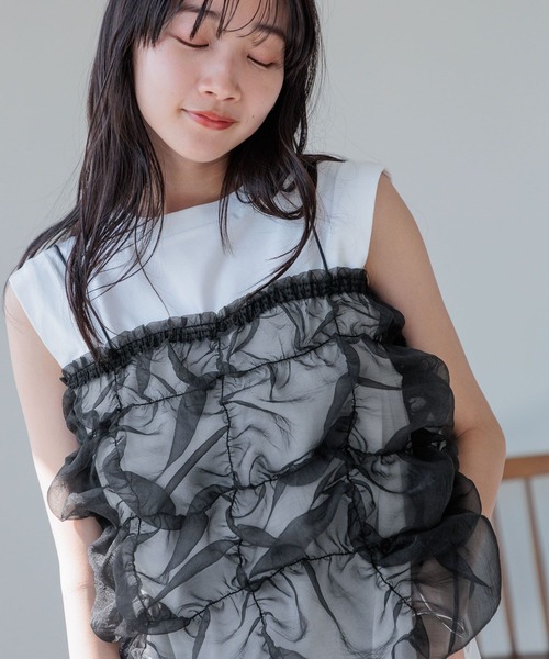 LOWRYS FARM(ローリーズファーム)の「ポコポコシャーリングキャミ 121160(Tシャツ/カットソー・レディース・オフホワイト/ブラック・FREE)」の11枚目の写真