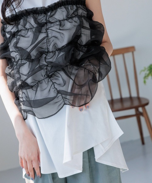 LOWRYS FARM(ローリーズファーム)の「ポコポコシャーリングキャミ 121160(Tシャツ/カットソー・レディース・オフホワイト/ブラック・FREE)」の12枚目の写真