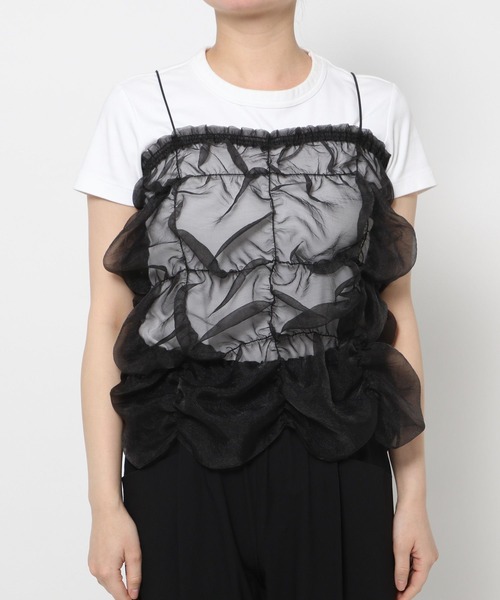 LOWRYS FARM(ローリーズファーム)の「ポコポコシャーリングキャミ 121160(Tシャツ/カットソー・レディース・オフホワイト/ブラック・FREE)」の13枚目の写真