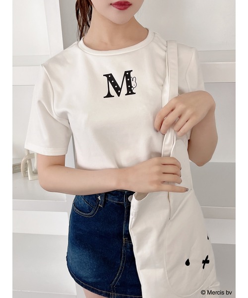 MIIA（ミーア）の「miffy パールロゴTシャツ（Tシャツ/カットソー・レディース・オフホワイト/ブラック・FREE）」の2枚目の写真