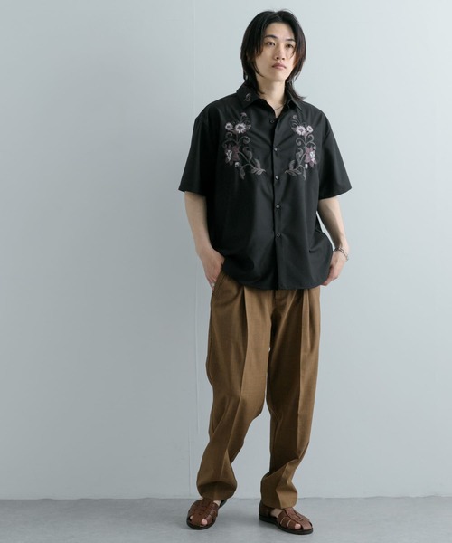 SENSE OF PLACE by URBAN RESEARCH（センスオブプレイスバイアーバンリサーチ）の「ボタニカルシシュウシャツ(5分袖)（シャツ/ブラウス・メンズ・ホワイト/ブラック/グレー・LARGE/MEDIUM）」の14枚目の写真