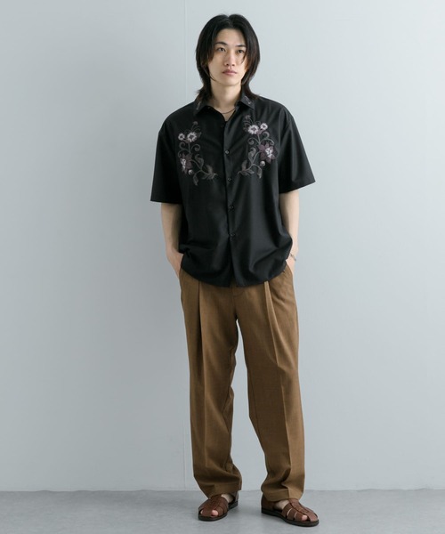 SENSE OF PLACE by URBAN RESEARCH（センスオブプレイスバイアーバンリサーチ）の「ボタニカルシシュウシャツ(5分袖)（シャツ/ブラウス・メンズ・ホワイト/ブラック/グレー・LARGE/MEDIUM）」の13枚目の写真