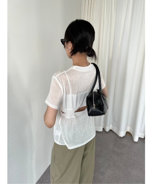 duei（デュイ）の「ウエストスリットデザインTシャツ（Tシャツ/カットソー・レディース・ブラック/オフホワイト・FREE）」の12枚目の写真