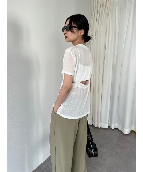 duei（デュイ）の「ウエストスリットデザインTシャツ（Tシャツ/カットソー・レディース・ブラック/オフホワイト・FREE）」の11枚目の写真