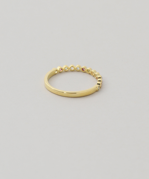 SLOBE IENA（スローブイエナ）の「Pondichery/ポンディシェリ ハーフエタニティリング（リング・レディース・スカイブルー/ホワイト系その他/ライトグリーン/レッド/その他2・3/10）」の6枚目の写真