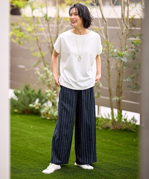 ANY(エニィ)の「【ウエストゴム】リネンレーヨンワイドパンツ(その他パンツ・レディース・ネイビー系1/ブラック系5/ブラック系/グレー系1・4)」の4枚目の写真