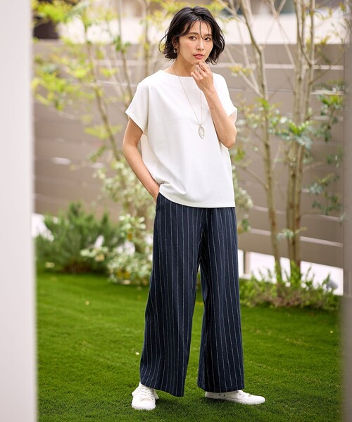 ANY(エニィ)の「【ウエストゴム】リネンレーヨンワイドパンツ(その他パンツ・レディース・ネイビー系1/ブラック系5/ブラック系/グレー系1・4)」の12枚目の写真
