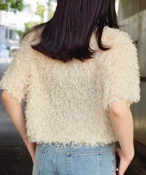 ANOTHER S（アナザーエス）の「半袖フリンジカットソー（Tシャツ/カットソー・レディース・グレー/アイボリー/ブラック・M）」の7枚目の写真