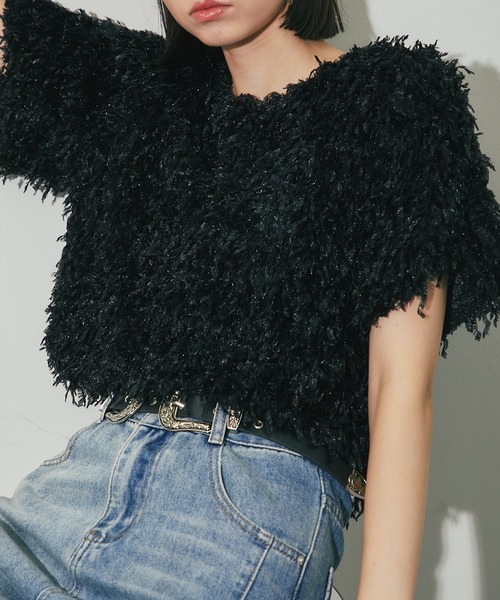 ANOTHER S（アナザーエス）の「半袖フリンジカットソー（Tシャツ/カットソー・レディース・グレー/アイボリー/ブラック・M）」の10枚目の写真