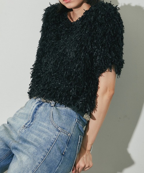 ANOTHER S（アナザーエス）の「半袖フリンジカットソー（Tシャツ/カットソー・レディース・グレー/アイボリー/ブラック・M）」の11枚目の写真