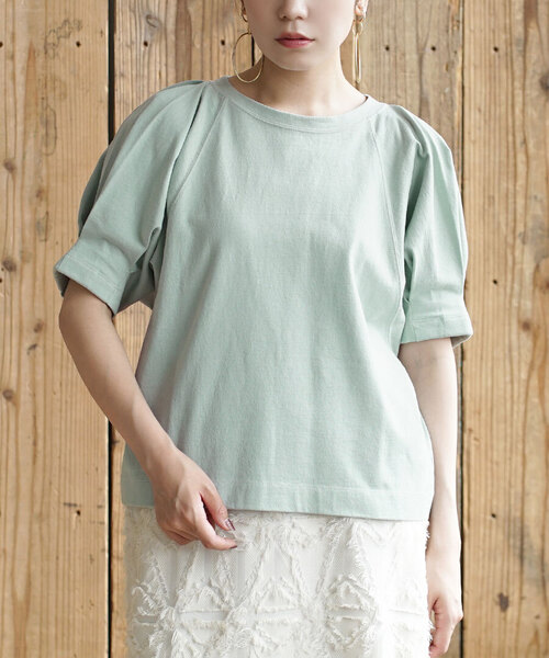 e-zakkamania stores(イーザッカマニアストアーズ)の「配色ステッチ タックスリーブプルオーバー(Tシャツ/カットソー・レディース・ミント/ブラック/オフホワイト・フリー)」の3枚目の写真