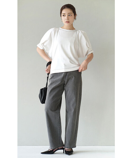 e-zakkamania stores(イーザッカマニアストアーズ)の「配色ステッチ タックスリーブプルオーバー(Tシャツ/カットソー・レディース・ミント/ブラック/オフホワイト・フリー)」の10枚目の写真