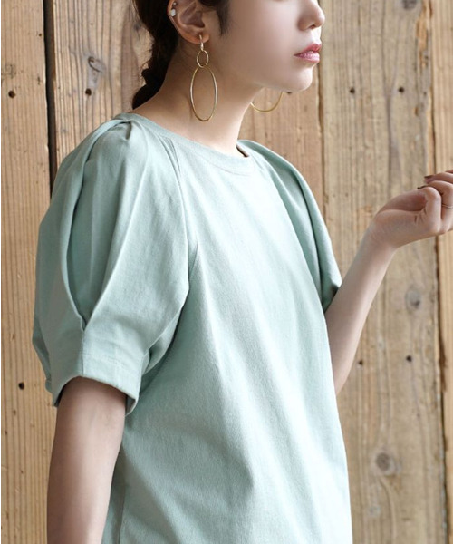 e-zakkamania stores(イーザッカマニアストアーズ)の「配色ステッチ タックスリーブプルオーバー(Tシャツ/カットソー・レディース・ミント/ブラック/オフホワイト・フリー)」の22枚目の写真