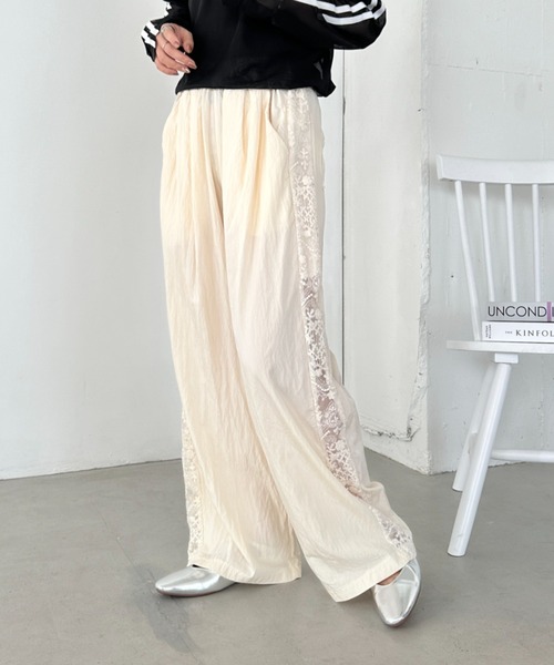 CLEA（クレア）の「レースシアーラインパンツ（その他パンツ・レディース・アイボリー/ライトブルー・M）」の7枚目の写真