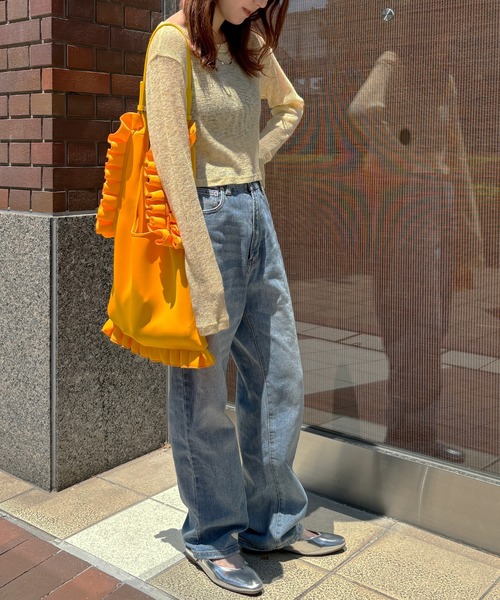 【ZOZO限定カラー】フリルデザイン2wayバッグ(comochi select) / ポンチ フリルバッグ ショルダーバッグ トートバッグ ハンドバッグ マルシェバッグ（トートバッグ）｜ISOOK（アイスー）