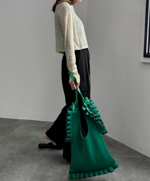 【ZOZO限定カラー】フリルデザイン2wayバッグ(comochi select) / ポンチ フリルバッグ ショルダーバッグ トートバッグ ハンドバッグ マルシェバッグ（トートバッグ）｜ISOOK（アイスー）