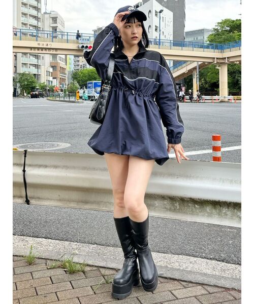 MURUA（ムルーア）の「トラックバルーンミニワンピース（ワンピース・レディース・ネイビー/レッド/ブラック・FREE）」の20枚目の写真