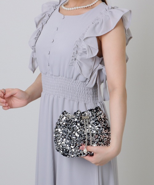 Lace Ladies(レースレディース)の「パール付き スパンコール チェーン 巾着 バッグ(クラッチバッグ・レディース・シルバー/ブラック・FREE)」の14枚目の写真