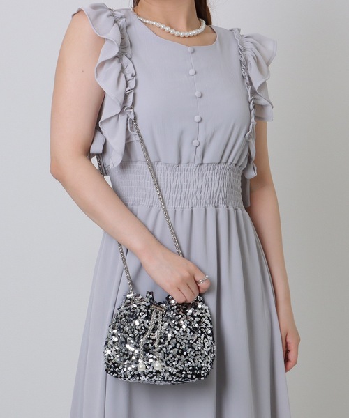 Lace Ladies(レースレディース)の「パール付き スパンコール チェーン 巾着 バッグ(クラッチバッグ・レディース・シルバー/ブラック・FREE)」の15枚目の写真