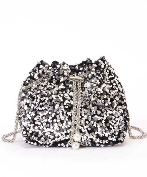 Lace Ladies(レースレディース)の「パール付き スパンコール チェーン 巾着 バッグ(クラッチバッグ・レディース・シルバー/ブラック・FREE)」の20枚目の写真