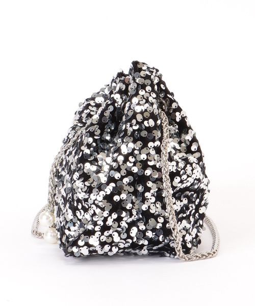 Lace Ladies(レースレディース)の「パール付き スパンコール チェーン 巾着 バッグ(クラッチバッグ・レディース・シルバー/ブラック・FREE)」の22枚目の写真