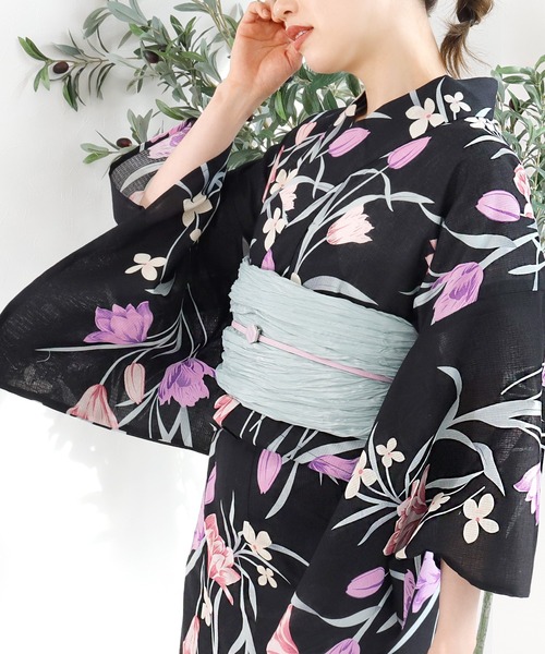 1人で着られる 着付けいらず セパレート浴衣 コットン100％の変わり織