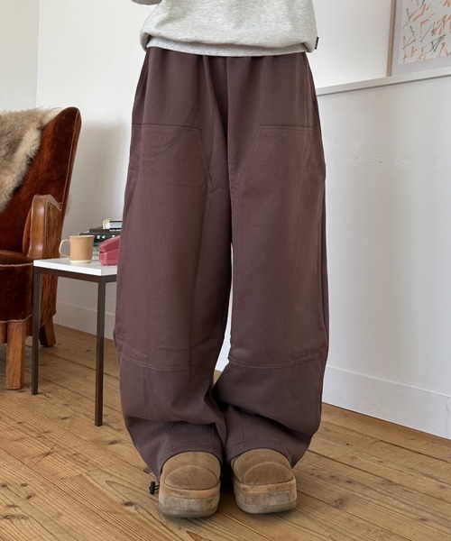 ADAMASTE(アダマスト)の「double knee draw cord sweat pants - ダブルニードローコードスウェットパンツ(スウェット・メンズ・グレー/ブラック/ブラウン・MEDIUM/LARGE)」の3枚目の写真